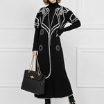 False Two Long Sleeves Print Half Turtleneck Midi Dresses Sweater Dresses