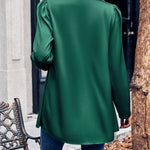 Solid Color Puff-Sleeve Open Blazer Shawl Collar Open Cardigan