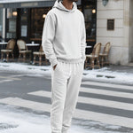 KZZ Two-piece men's solid color hooded sweatshirt and drawstring pants set