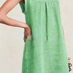 Margovil Ruched Short Sleeve Cotton Linen Babydoll Dress