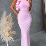Margovil Frill One Shoulder Cut Out Bodycon Maxi Dress