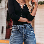 Margovil Long Sleeves Button Up Solid Henley Shirt