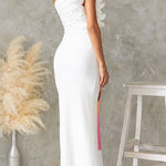 Frill One Shoulder Sleeveless Floral Print Bodycon Maxi Dress