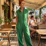 Lark™ | Zip Front Stripe Panel Jumpsuit