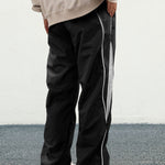 KZZ Men's Letter Patchwork Side Stripe Drawstring Waist Pants