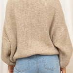 Margovil Drop Shoulder Lantern Long Sleeves Comfy Pullover Sweater