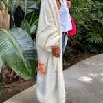Margovil Open Front Love and Peace Pattern Long Sweater Cardigan(in 5 Colors)