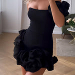 Margovil One Shoulder Flounced Bottom Mini Bodycon Dress