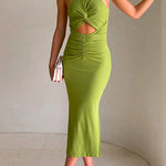 Margovil Twist Front Cut Out Side Split Bodycon Tank Dress
