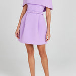 Elegant Evening Lapel Bandeau Removable Belt Pocketed Mini Dress