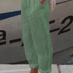 Nadorine Casual Baggy Elastic Waist Trouser Wide Leg Pant With Pocket