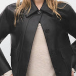 Faux-leather jacket with pockets