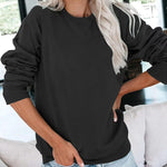 Nadorine Casual Crew Neck Sweatshirts Long Sleeve Solid Tunic Tops Loose Pullovers