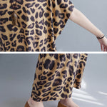 Loose Leopard V-Neck Batwing Sleeves Maxi Dress