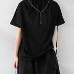 Loose Short Sleeves Solid Color Stand Collar T-Shirts Tops