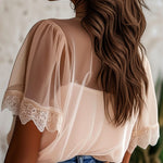 Boho Floral Embroidered Chiffon Blouse
