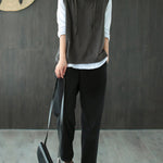Artistic Retro Solid Hooded Vest