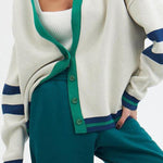 Striped Colorblock Casual Fashion Button Cardigan Sweater