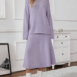 Elegant Knitted Two Pieces Sets One-shoulder Sweater Top Elastic Waist Fishtail Skirt