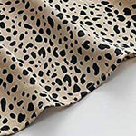 Nadorine Leopard Printed Long Sleeve Ruffle Hem Babydoll Blouse Shirt Tunic Top