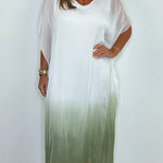 Fashionable Gradient Tie-Dye Loose V-Neck Midi Dress