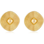 Retro Textured Concentric Circle Square Earrings