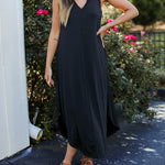 Sleeveless Crew Neck Spaghetti Strap Dress Bohemian Casual Loose Long Flowy Dress