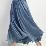 Casual A-Line Elastic Waist Solid Color Skirts