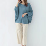 Vintage Loose Round-Neck Batwing Sleeves Shirts