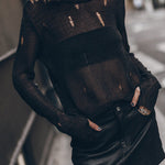 THE BLACK METALLIC DISTRESSED KNITTED SWEATER