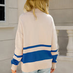 Striped Half-Zip Collared Sweater