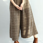 Vintage Loose Wide Leg Checkered Elastic Waist Pants