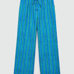Linen Blend Striped Button Halter Backless Vest and Elastic Waist Pocket Pants Set
