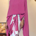 Batwing Sleeves Irregular clipping Solid Color Stand Collar Blouses&shirts Tops