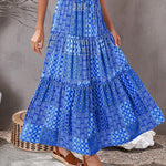 Tiered Paisley Print Long A-Line Skirt Boho Holiday Maxi Skirts