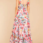 Queen Of Roses Tie Shoulder Ruffle Swing Maxi Dress