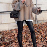 Margovil Crewneck Drop Shoulder Solid Loose Fit Sweater
