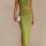 Margovil Twist Front Cut Out Side Split Bodycon Tank Dress