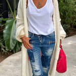 Margovil Open Front Love and Peace Pattern Long Sweater Cardigan(in 5 Colors)