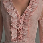 Elegant Pink Chiffon Lace Ruffled Shirt