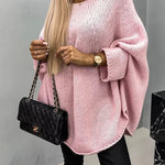 Remember Me Knit Crew Neck Poncho Loose Sweater