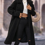 Faux Fur Plush Coat Lapel Collar Open Front Teddy Coat