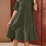 Solid Color Short Sleeve Tunic Dress Plus Size Babydoll Dress