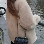 Round Neck Long Sleeve Faux Fur Coat