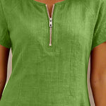 Susan | Cotton Linen Dress with Half-Zip