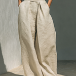 Women's Minimalist Cotton And Linen Blend Sleeveless Blouse And Wide-leg Pants Set
