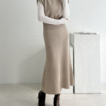 Nadorine Women's Casual Two-piece Outfits Turtleneck Sleeveless Sweater Vest and Mid-length Skirts Sets
