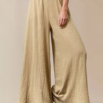 Wide Leg Palazzo Trousers High Elastic Waist Flowy Pants