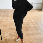 Women's Two Piece Sets Knit High Neck Sweater And Slim Fit Skirt