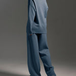 Nadorine Casual Two-Pieces Outfits Lapel V Neck Sweater and Trousers Sets